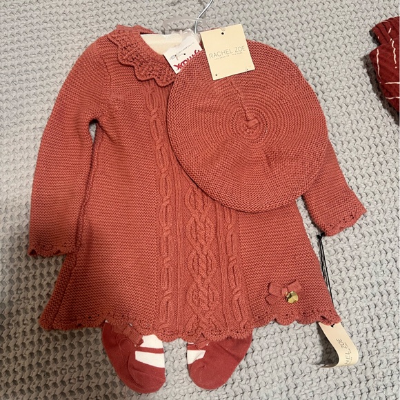 Rachel Zoe 3 piece set knitted dress with tights and hat 3-6M - Picture 2 of 3